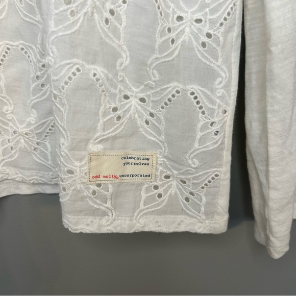 Odd Molly from Anthropologie White Butterfly Eyelet Top, Size 2 (Medium) - Picture 4 of 10